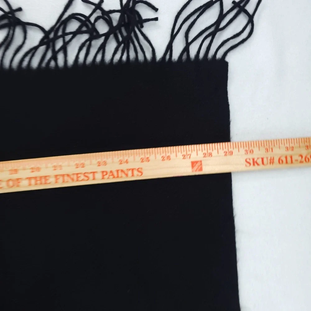 Nordstrom Oversized Scarf Unisex OS Black Cashmere Solid Fringe Wrap Shawl 30x82